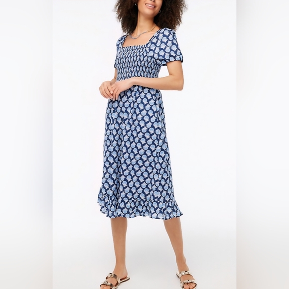 J. Crew Dresses & Skirts - J. Crew Blue and White Ruffled Midi Sundress